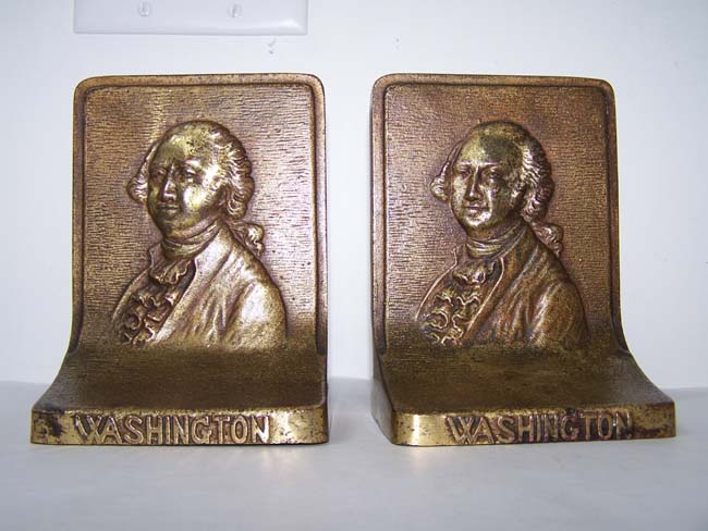 A pair of Antique Bookends by Bradley & Hubbard circa 1925 depicting George Washington